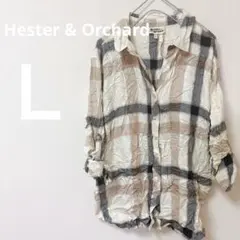 希少✨Hester & Orchard 【Ｌ】チェック柄シャツ ヨーレン素材