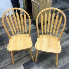 良品　RUBBERWOOD ダイニングチェア ウィンザー　天然木　２脚セットのサムネイル