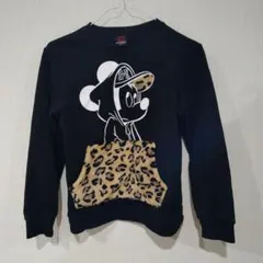 ミッキーマウス ヒョウ柄ポケット トレーナー