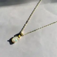 宝石質　エチオピア産オパール　ネックレス　18KGP ローズカット　天然石