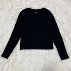 【GAP】ラウンドネック　リブ　カットソー　長袖　黒　M