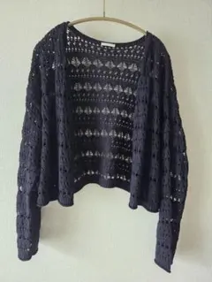 【GU】 透かし編みカーディガン NAVY