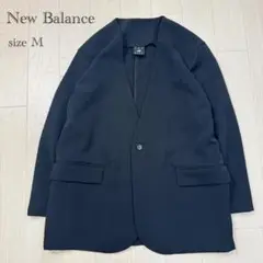 ニューバランス ノーカラージャケット　アンコン　Vネック　ストレッチ　黒　M