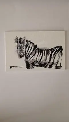 ハンドメイド ミニキャンバスアート シマウマ