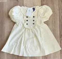 パフスリーブワンピース 子供服 女の子　韓国子供服　イエロー　ワンピース　姉妹のサムネイル