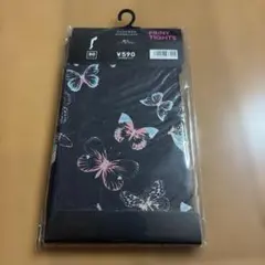 【新品:未使用】GUプリントタイツ80デニールM〜Lバタフライブラック