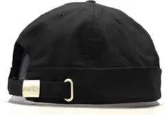 ツバなしキャップ コットン 黒　ロールキャップ　フィッシャーマンキャップ