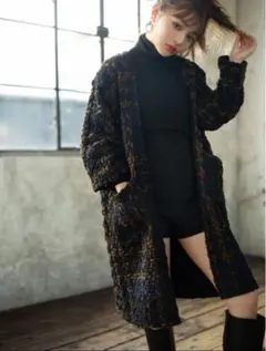 【GRL】グレイル ノーカラーツイードガウンコート