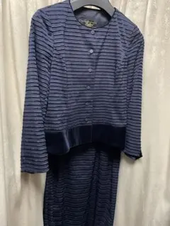 レリアン　13+　紺色　ボーダー ベルベット　セットアップ