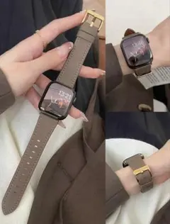 Apple Watch バンド レザー調 コーヒーブラウン42/44/45/49