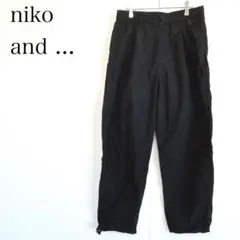 ニコアンド ワイドパンツ ナイロンパンツ シャカパン M ブラック ウエストゴム