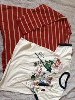 ストライプとグラフィックTシャツセット
