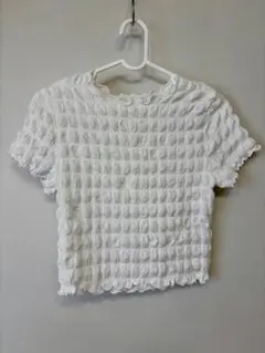 【S】【美品】【試着のみ】ホワイト クロップド トップス 半袖
