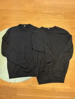 UNIQLO エクストラファインメリノVネック、クルーネック　メンズ M