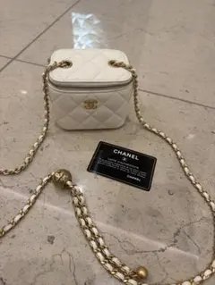 ギャラ付 CHANEL バニティ バッグ ココボール 白ゴールド シャネル 