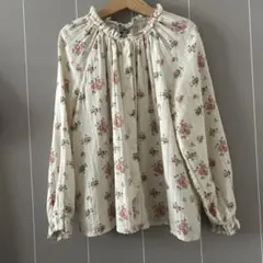 BONTON フラワープリント 長袖ブラウス