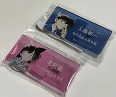 名探偵コナン　アプリ缶バッジ　蘭セット 名探偵コナン アプリ 工藤新一 毛利蘭 缶バッジ シール 4点