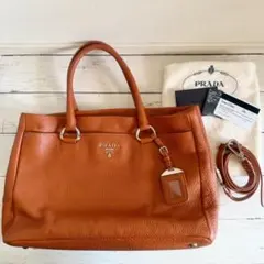 極美品】PRADA 1BG227 GLACE CALF ショルダーバッグ 茶色 - メルカリ