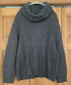 サマンサモスモス SM2 ゆったりタートル ケーブル柄 ブラウンニット