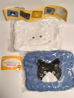 もこふわにゃんこ さがらポーチ 2種セット　ハチワレ 白ねこ 猫ポーチ