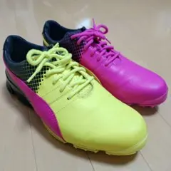 27 プーマ PUMA ゴルフシューズ スニーカー ブラック ピンク イエロー