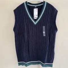 UNIQLO Vネックニットベスト M ネイビー