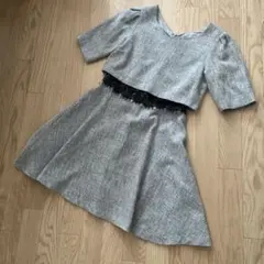 CECIL McBEEグレー レース付き 半袖ワンピース