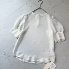 新品 SNIDEL シアーシャツ 半袖 F ホワイト タグ付きのサムネイル