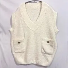 ELFRANK エルフランク ベスト オフホワイト 白 ニット シンプル