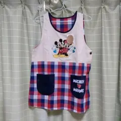 Disney ミッキー＆ミニー エプロン チェック柄