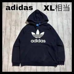 adidas スウェットパーカー　トレフォイル　ビッグロゴ　XL相当 ネイビー