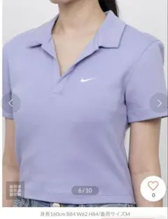 NIKE レディース ショート丈半袖ポロシャツ パープル Mのサムネイル