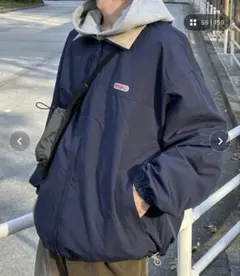 ナイロン×フリース　リバーシブルスタンドネックブルゾン