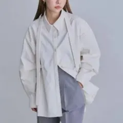 美品 INTER FACTORY やざきかよこ タイ付きデザインシャツジャケットのサムネイル