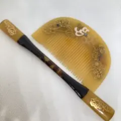 020506 昭和　アンティーク　 金芝　菊　樹脂　櫛笄　かんざし　簪