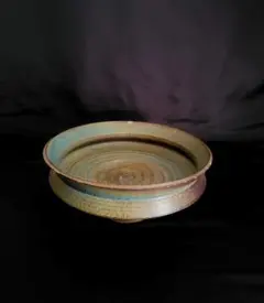 ヴィンテージ　陶器花入　水盤　花器　直径約25cm　花瓶