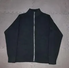 洗える畦編みフルジップカーディガン紳士Ｍ 黒 ドライバーズニット