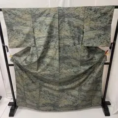 村山 大島紬 里の風景文様 正絹 k302