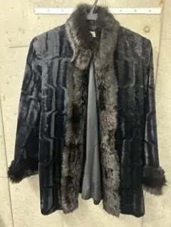 ラビットファー レディースジャケット ブラック サイズS(11号)
