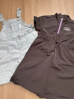 JENNI デニムオーバーオールと黒半袖ドレスセット