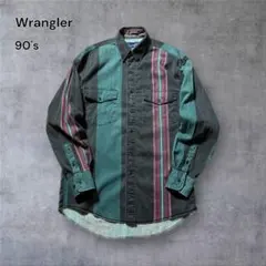 1728古着90年代Wranglerウエスタンシャツ雰囲気系ストライプ鬼フェード