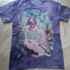THE MOUNTAIN ユニコーン柄 Tシャツ パープル Sサイズのサムネイル
