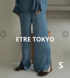 エトレトウキョウ サイドスリットサテンワイドパンツ ブルー Sのサムネイル