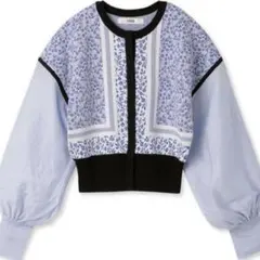 【FURFUR】フラワージャガードシアーカーディガン ブルー　橋本環奈