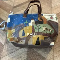 【未使用品】KALDI カルディ伝説柄カラビナ付きミニバッグ