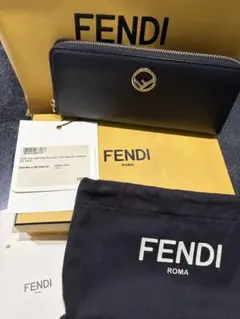 FENDI ブラックレザー長財布
