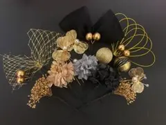 ドライフラワー　髪飾り　結婚式、成人式　　髪飾り　豪華15本 水引　ブラックh