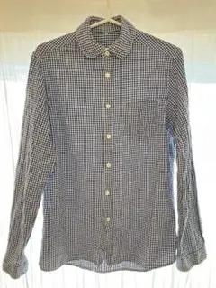 mailot マイヨ　ギンガムチェックシャツ　メンズ　ブルー