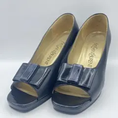 YVES SAINT LAURENTリボン パンプス ヒール ブラック34.5