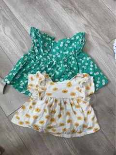 花柄・ひまわり柄のトップス2点セット　ZARA BREEZA 80cm 90cm